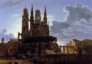 Karl friedrich schinkel Medieval Town by Water after 1813 oil on canvas